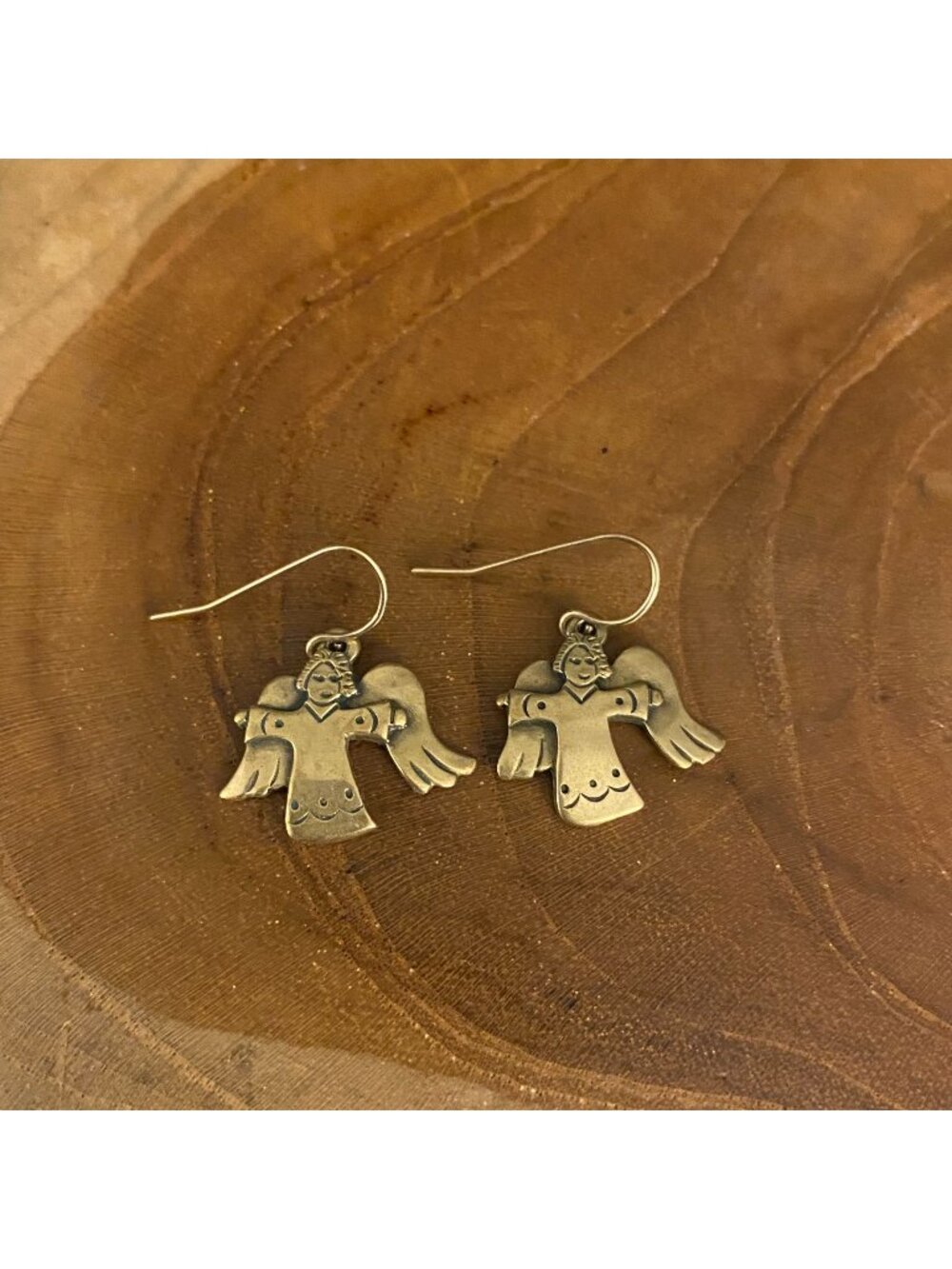 Jeep Collins Angel Dangle Earrings, Brass